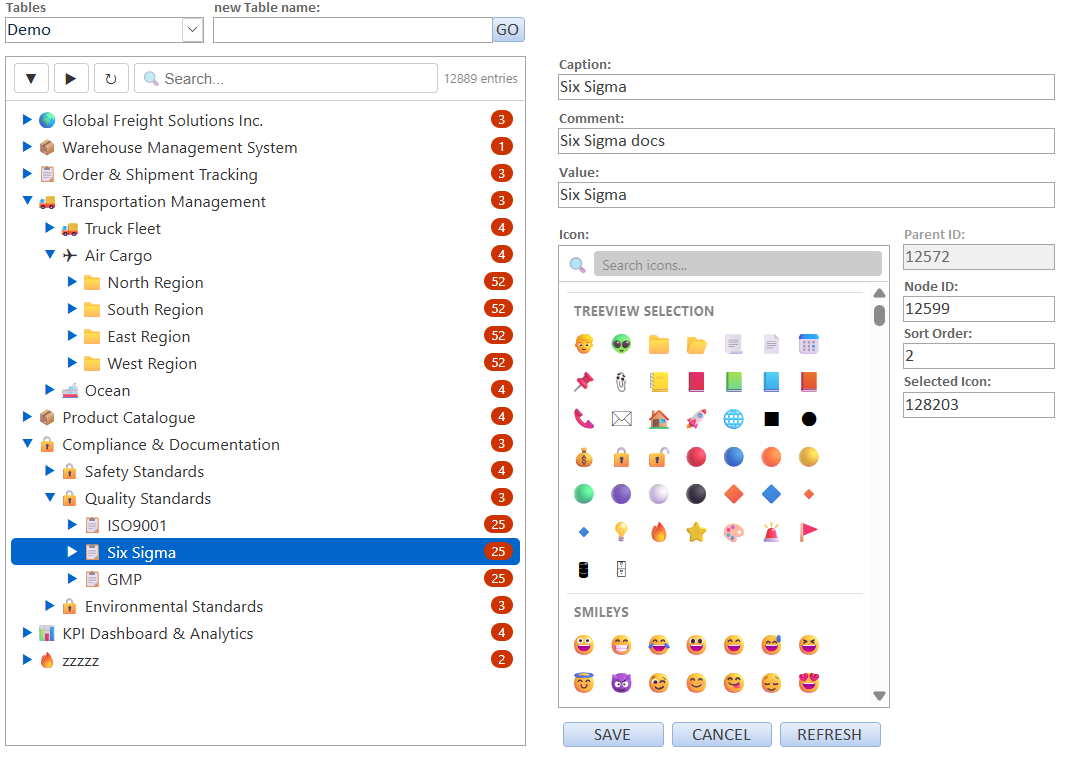 Builder-Formular für neue und bestehende TreeViews